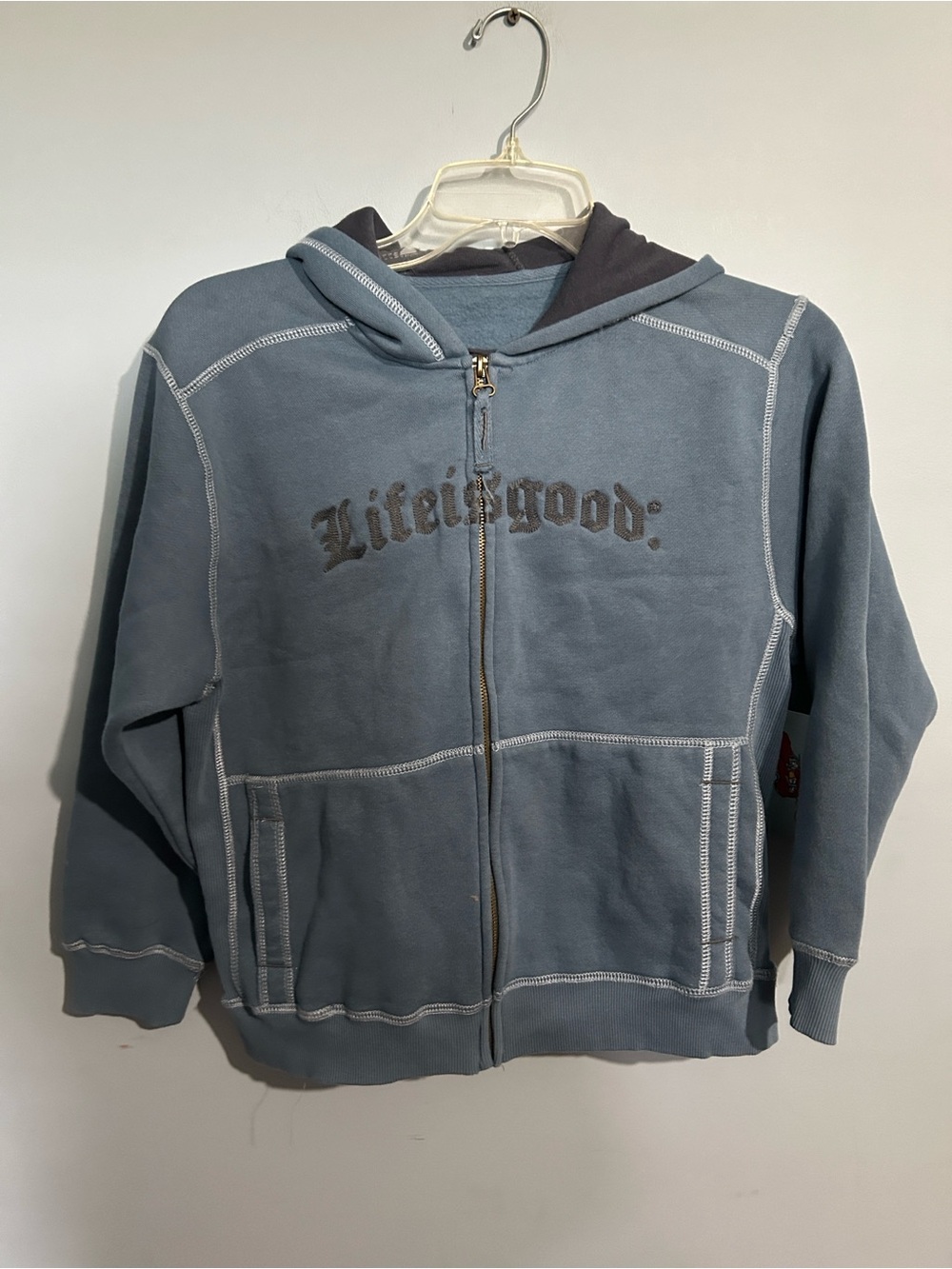 Life Is Good Kids' Slate Blue Zip Hoodie with Hood